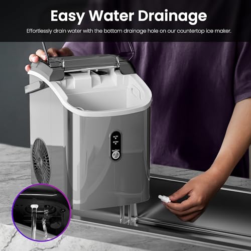 Image of Kismile Nugget Ice Makers Countertop,35Lbs /24H,Portable Ice Machine with Crushed Ice,Self-Cleaning Function,One-Click Operation for Home /Office(Grey)