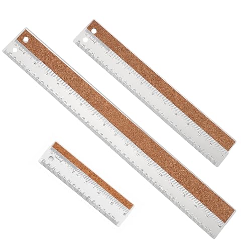 Metal Ruler 6+12+18 Inch Stainless Steel Ruler with Cork Backing