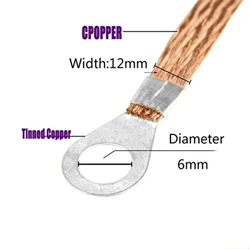 11.8'' Universal Automotive Heavy Duty Engine Braided Copper Ground Strap (Pack Of 5) #TOP1