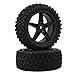 BQLZR Black Front Rear Pentagram Plastic Wheel Rims + High Grip Rubber Tires Tyres for RC 1:10 Off-Road Car Buggy Pack of 4