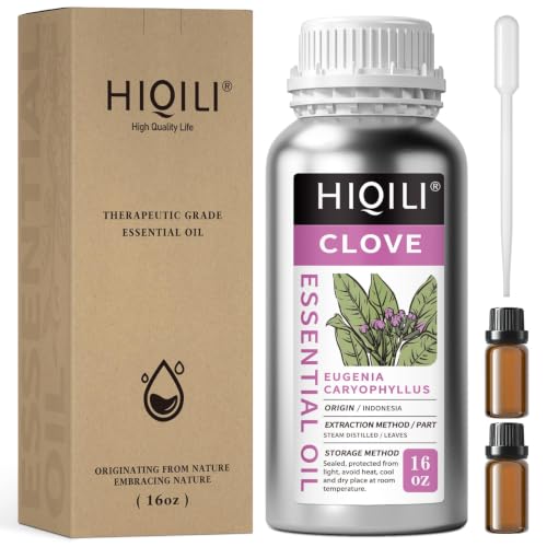 Image of HIQILI Clove Essential Oil Large Capacity for Skin Care and Aromatherapy | Suitable for Home Use, Hotel, Beauty Salon, SPA, Oral Care, DIY Studio - 500ml / 16 fl oz