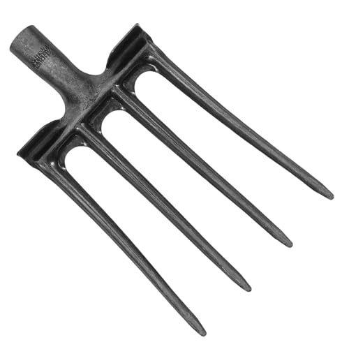 PartyKindom Cabeza de Horquilla de Acero Resistente de 4 Puntas, para Jardinería y Manejo de Estiércol en Granjas, Compatible Mango de 35 MM, Adecuado para Preparación de Suelos