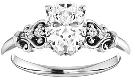 Mois 2 CT Oval Colorless Moissanite Engagement Ring for Women/Her, Wedding Bridal Ring Set, Eternity Sterling Silver Solid Gold Diamond Solitaire 4-Prong Set for Her