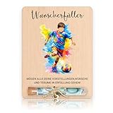 Fussball Geschenke Jungen - fußball Geschenke für Jungs Holz Geldgeschenk Karte - Wunscherfüller mit Reagenzglas & Box Geburtstag Fan Präsent für Jungen