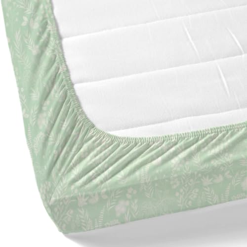 Image of haus & kinder Elastic Bedsheet Single Bed, 37 x 78 x 11 Inches Single Bedsheet Cotton Elastic Fitted with 1 Pillow Cover, Pure Cotton 186 TC, Breathable Wrinkel Free - Verdant Whispers of Giverny