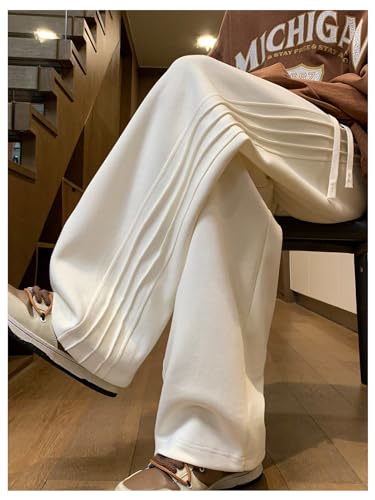 Verdusa Men's Drawstring Waist Straight Leg Textured Pants Long Trousers3