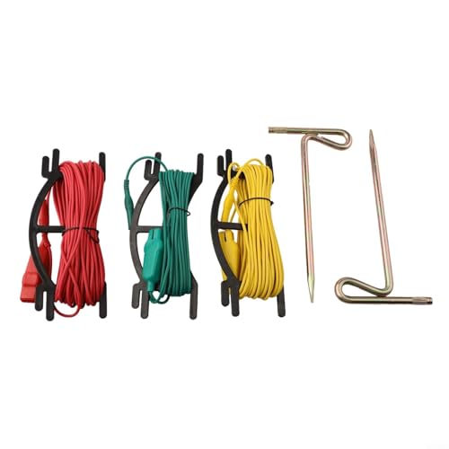 Kit de accesorios para probador de resistencia a tierra digital: 3 cables de prueba de tierra + 2 varillas auxiliares de tierra para medición de resistencia a tierra