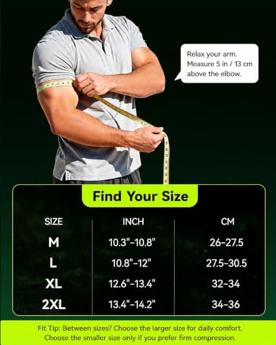 Elbow Brace Support with Gel Pads Breathable Elbow Compression Sleeve for Men & Women 4D Knit Elbow Sleeve for Golfer's, Tennis Elbow, Tendonitis, Reduce Joint Pain During Any Activity(Black, Large) — view 5