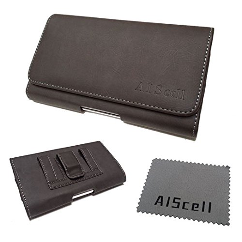 AISCELL Pouch Leather Case Belt Clip Belt Loop Holster and Cleaning Cloth,Compatible Droid Maxx 2, with Hybrid Armor Dual Layer Protective Kickstand Cover Case Brown Texture