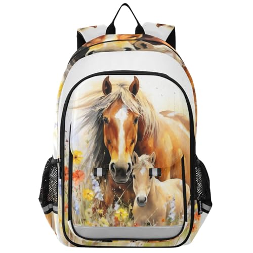 ALAZA Horse Flower Horses Laptop Backpack Purse for Women BookBags 17 inch School Bags Men Boys Girls Travel Casual Daypack