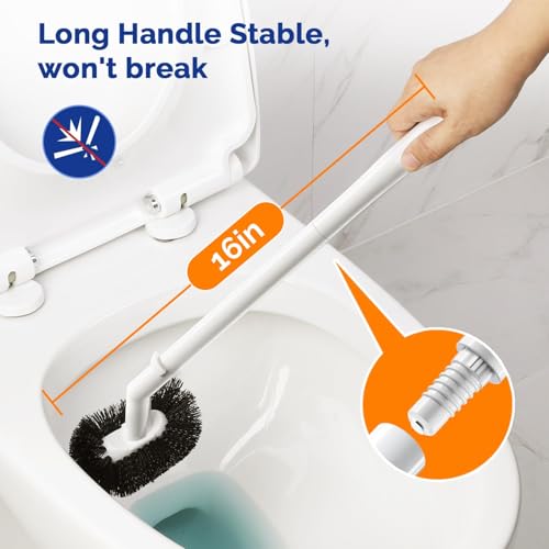 Image of HAMITOR Toilet Plunger and Brush Set for Bathroom Cleaning with Extented Handle - Heavy Duty Toilet Plunger Combo Accessories with Caddy Stand Holder for Small Space - White,2 Sets