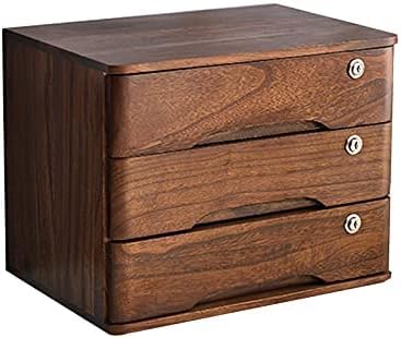 Cassettiera da scrivania in legno con 3 cassetti bloccabili A4/file di ricevute nizer per ufficio scatola portaoggetti piatta per casa e ufficio