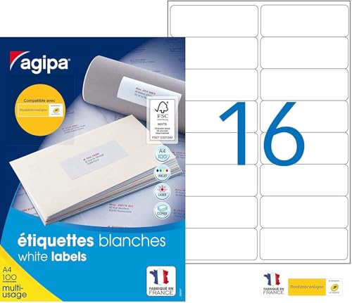 Étiquette 99,1x33,9 mm AGIPA multi-usage pour structurer votre bureau et étiqueter vos boîtes