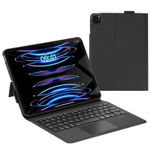 Qcoswa iPad Air 11�C���` (M3 / M2) & iPad Pro 11�C���` (��1/2/3/4����) �L�[�{�[�h�P�[�X �^�b�`�p�b�h&�����X�^���h�t�� Bluetooth ���C�����X 10.9�C���` iPad Air ��4/5����p 