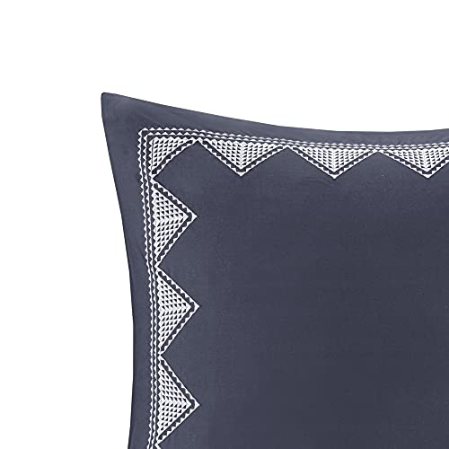 Image of INK+IVY Single 100% Cotton Euro Sham - European Square Decorative Pillow Cover, Hidden Zipper Closure (Pillow Insert NOT Included), Isla, Geometric Navy 26 inchx26 inch