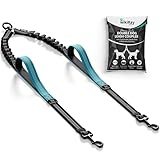 wikiRay Double Dog Leash Coupler – Heavy Duty, No Tangle Dual Dogs Lead Splitter with Reflective Stitching and Padded Handle – Two Dogs Leash for Walking (Sea Green)