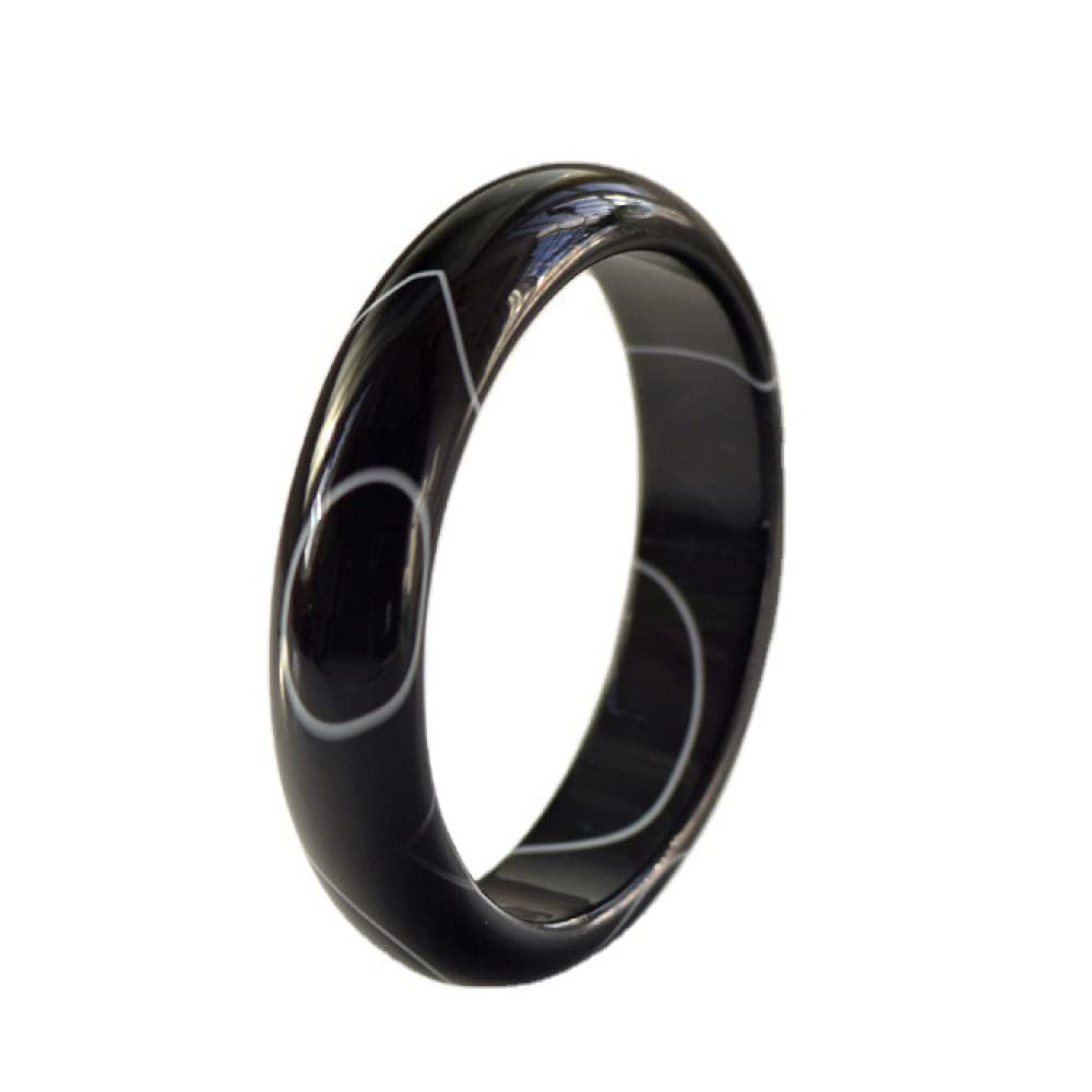 OZBMA Jade Bangle Bracelet, Black Pattern Agate Bangle, Ladies Medium Wide Bring Good Luck, for Women, Girlfriend, Friend, with Jewelry Box, 56-62mm,58mm (A 58mm)