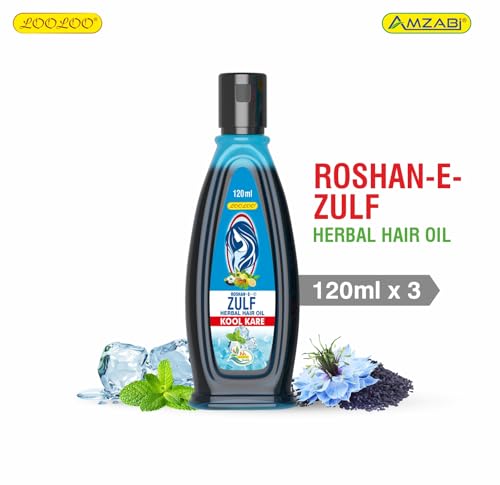 LooLoo Roshan-e-Zulf Hair Oil 120ml |Herbal Hair Oil |Mint, Brahmi & Henna - Pack of 3 (120ml each)