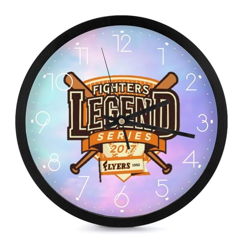 北海道日本ハムファイターズ 掛け時計 壁掛け時計 円形 静音 電池式 アラビア数字 オフィス/寝室/リビング