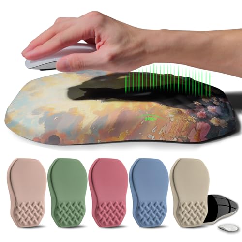 Gleamtide Ergonomic Raised Mouse Pad Wrist Support with Bilateral Slope Memory Foam Mousepad for Wrist Rest and Carpal Tunnel Pain Relief 11.8x7.9〃Flower Sea Cat