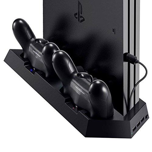 PS4 Controller Charger with Dual Cooling Fans, Cooling Stand with Dual Charger Ports for PS4/ PS4 Slim/ PS4 Pro