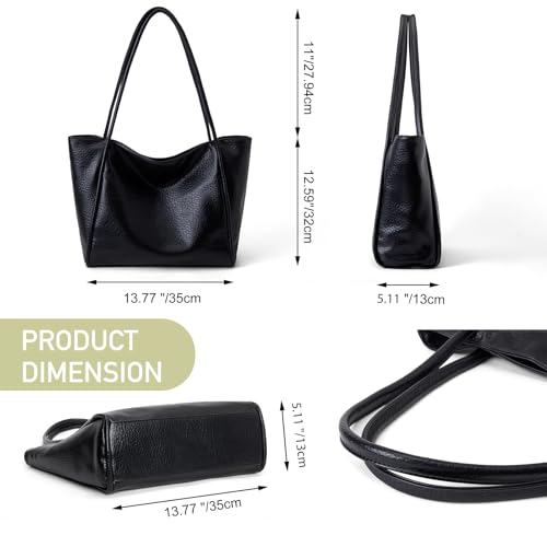 Image of PU Leather Tote Bag for Women Shoulder Bag Lightweight Travel Handbag for Daily Use, Work,Shopping (Black)