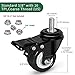 8T8 2 Inch Caster Wheels With Brake, PU Casters Set of 4, Heavy Duty, 3/8”-16x1”(Screw Diameter 3/8