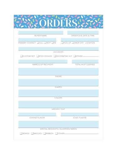 Formulario de pedido de galletas de 50 hojas para organizar comandas
