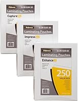 Vista 1 de Fellowes Bolsas de laminación A4, brillo, 160 micras (2 x 80 micrones), paquete de 250