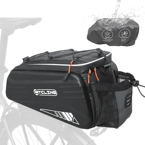Bike Rack Bag 10L Waterproof Hard Shell with Rain Cover