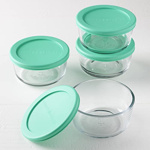Anchor Hocking 8 Piece Glass Food Storage Containers 2-Cup Round With Mint Snugfit Lids (Bpa Free, Oven, Microwave, Fridge, And Freezer Safe) #TOP6
