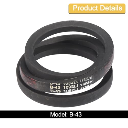 Image of uxcell 3 Pack B-43 Classic Wrapped V-Belt, 46 inch Outside Circumference, Black, Industrial Rubber V-Belt for Industrial Machinery Equipment