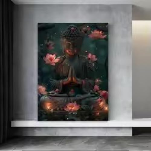 Sculpture de Bouddha en affiche murale pour déco zen de salon