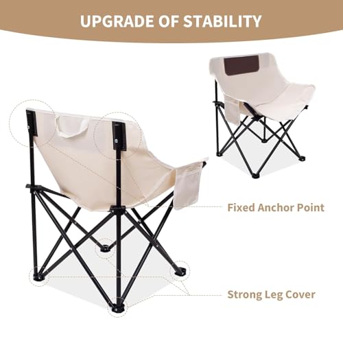 Image of Garden Art Oversized Portable Camping Chair | Heavy Load Capacity Up to 150kg | Light Weight Easy to Carry |Back Packing Chair for Garden, Camping, Picnic, (Off White, Oversized) (GACCOW1491-8)