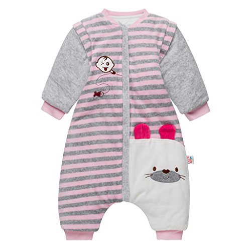 Sacos de Dormir para Bebés 3.5 Tog - Mantas para Niño Mangas Extraíbles Rayas Diseño para 9-24 Meses