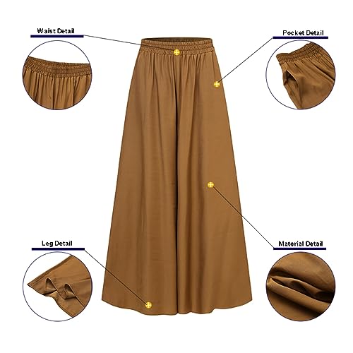 Plus Size Women's Stretch Belt Wide-Leg Pants Women's Solid Color Wide Full-Length Casual Pants3