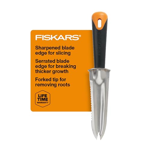 Fiskars Steel Garden Knife, Multi-Purpose Weed Puller...