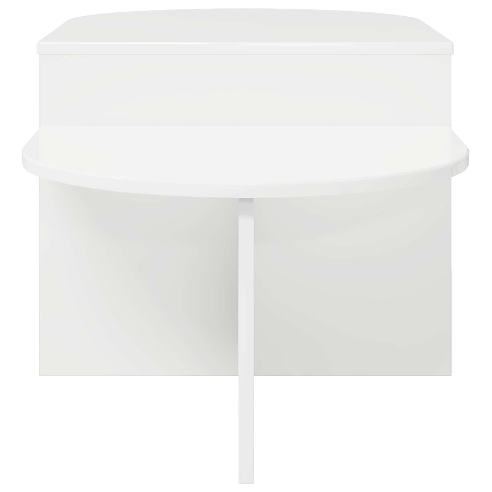 Tavolino da caffè bianco lucido, 100 x 50 x 40 cm, in legno | Moderno tavolo da soggiorno con molto spazio per riviste e decorazioni, ripiano facile da pulire dal design elegante.