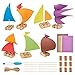 INFUNLY 7 Set DIY Cork Boat Kit Wooden Sailboat Kits Model Boat Building Woodcrafts Miniature Rowboat for Paint & Decorate Christmas
