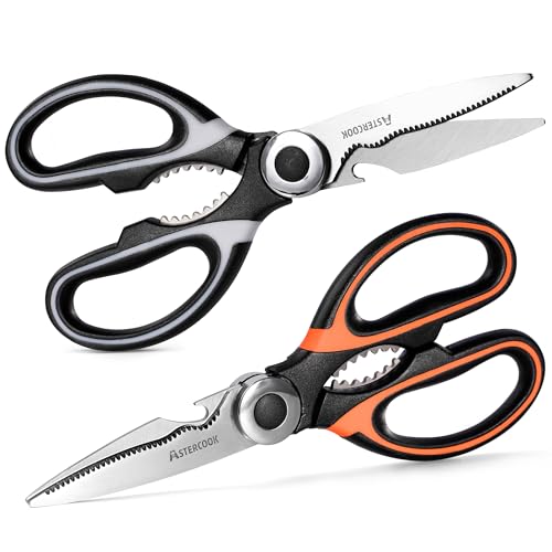Astercook 2 PCS Kitchen Shears for Food, Heavy Duty Kitchen Scissors for Cutting Meat and Poultry, Multi-Purpose Sharp Scissor, Ergonomic Design