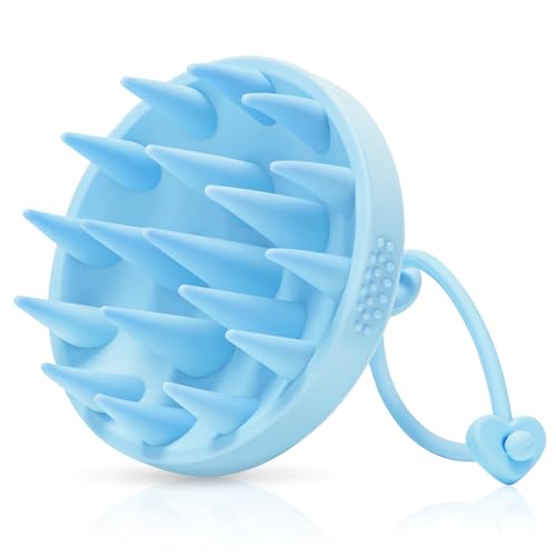 Alyvisun Brosse Massage Cuir Chevelu, Brosse en Silicone Douce, la Relaxation et la Propreté de la Tête, Exfoliation pour le Cuir Chevelu - Bleu