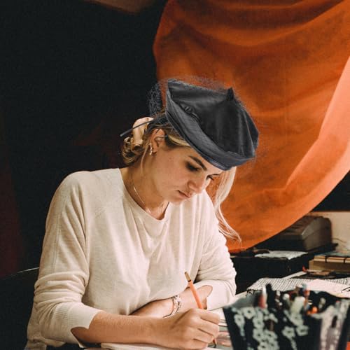 Béret en cuir synthétique souple qui ne décoiffe pas avec voile chic