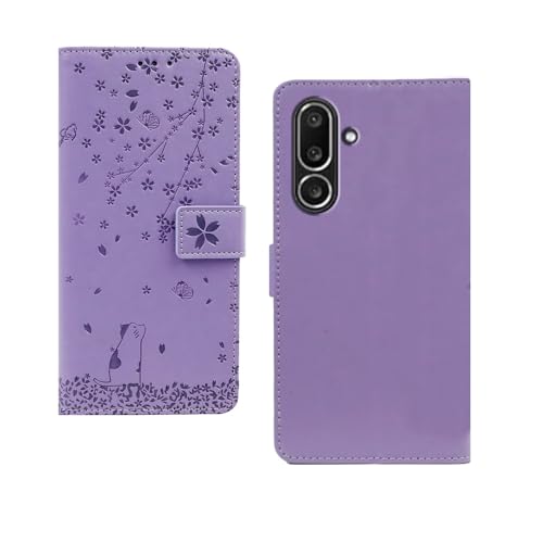 Image of amazon basics Samsung Galaxy M56 5G Flip Cover | Card Pockets Wallet & Stand | Flip Cover for Samsung Galaxy M56 5G (Purple Tree)