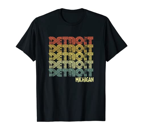 Detroit Michigan Vintage Style 70s Colori invecchiati Maglietta