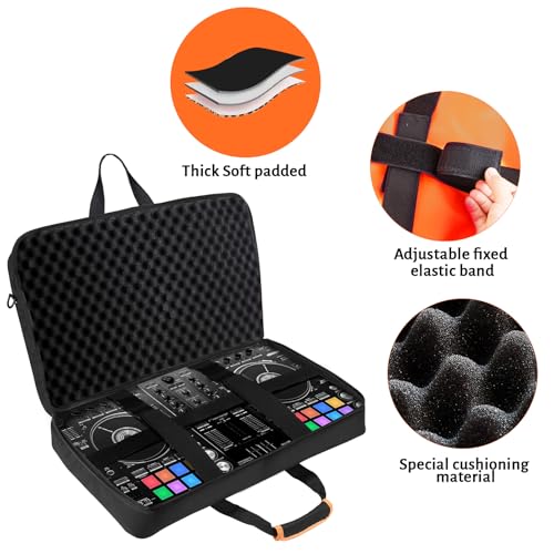 Image of DJ Controller Case for DDJ-FLX4 / 200 /400 /SR2 /REV1 Numark Party Mix 2 /Mixtrack Platinum FX With Thick EVA Padding, Adjustable Shoulder Strap,Fits Up to 15.6 inch Laptops- Perfect for DJ and Music Producers
