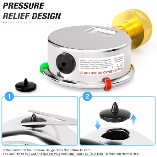 Image of MEANLIN MEASURE 0~100Psi Liquid Filled Pressure Gauge kit Plus 5 adapters Stainless Steel Frame 3 /4 inch Female, 2.5 inch FACE DIAL Multi-Purpose Pressure Gauge kit, Suitable for Gardens, Water Pipes, etc