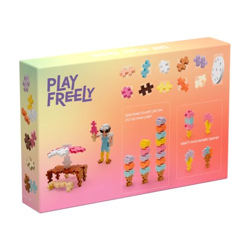 PLUS PLUS Building Blocks Toy, Learn to Build Ice Cream Toy, Includes 275 Pcs Pastel, 2 Wheels and Guidebook - Image 3