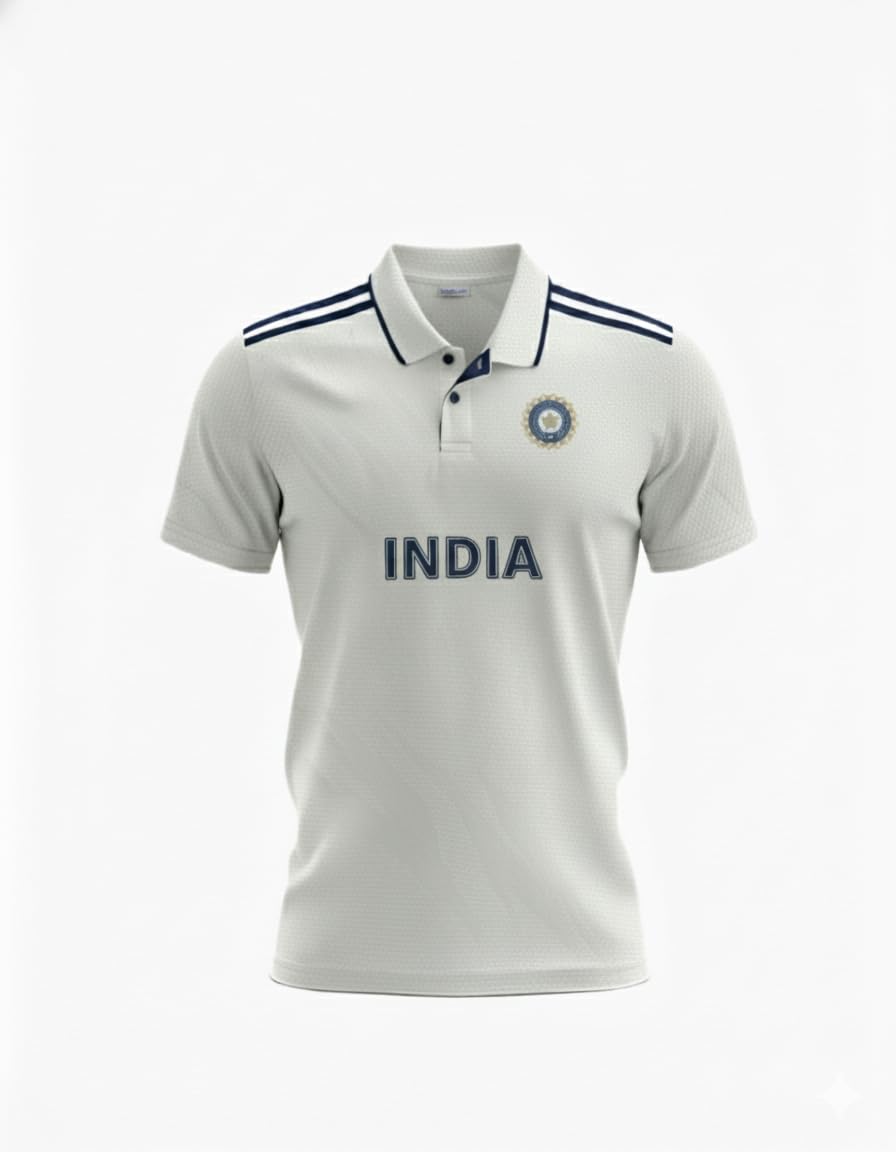 Cricket White India Test Jersey Unisex Short Sleeves-picture-32