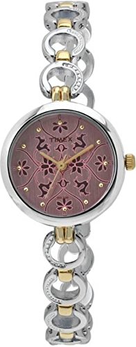 TIMEX Classics Analog Watch for Women with Pink Round Dial & Two Tone Brass Bracelet Band Water Resistant Women's Wrist Watches - TWEL11416
