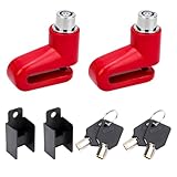 Wevdn 2 PCS Motorcycle Disc Brake Lock, Anti-Theft Security Wheel Disc Brake Lock with Keys, Universal Safety Disc Lock for Bikes Scooters Motorcycles, Motorcycle Accessories(Red)
